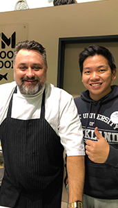 Chef Christopher Rendell and Jon Lau at Auckland Seafood School