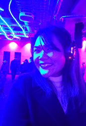 Jhe Valenzuela enjoys the silent disco at Stellar - Festival of Lights, part of Elemental AKL 2019