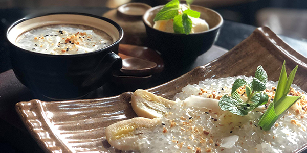 Sticky rice and coconut sago desserts at Indochine Kitchen