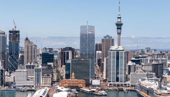 Auckland city with the iconic Skytower in the middle